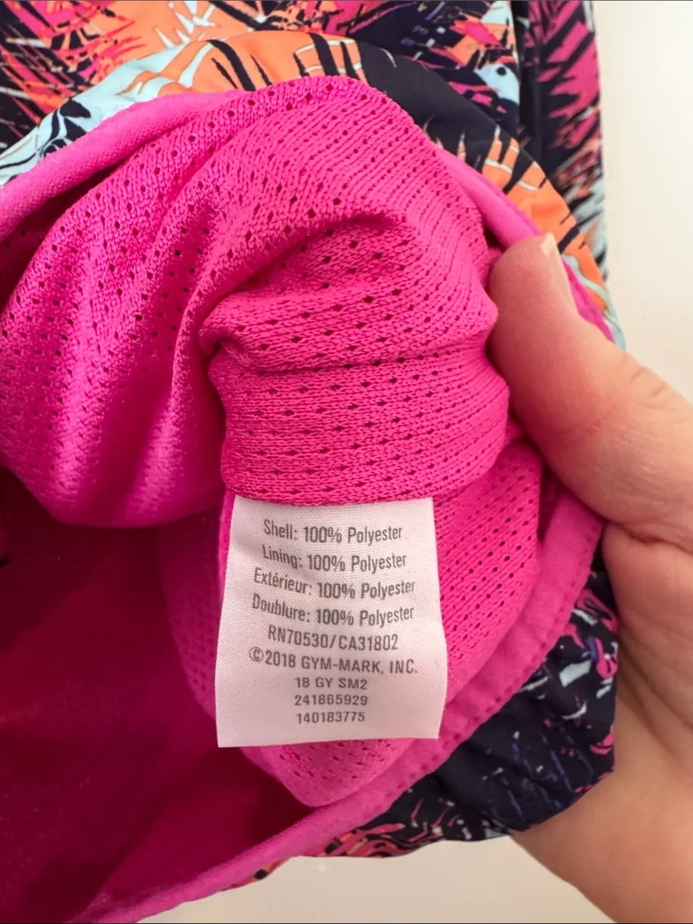 Gymboree Girls Navy Pink Orange Palm-Print Hooded Jacket, Size XL